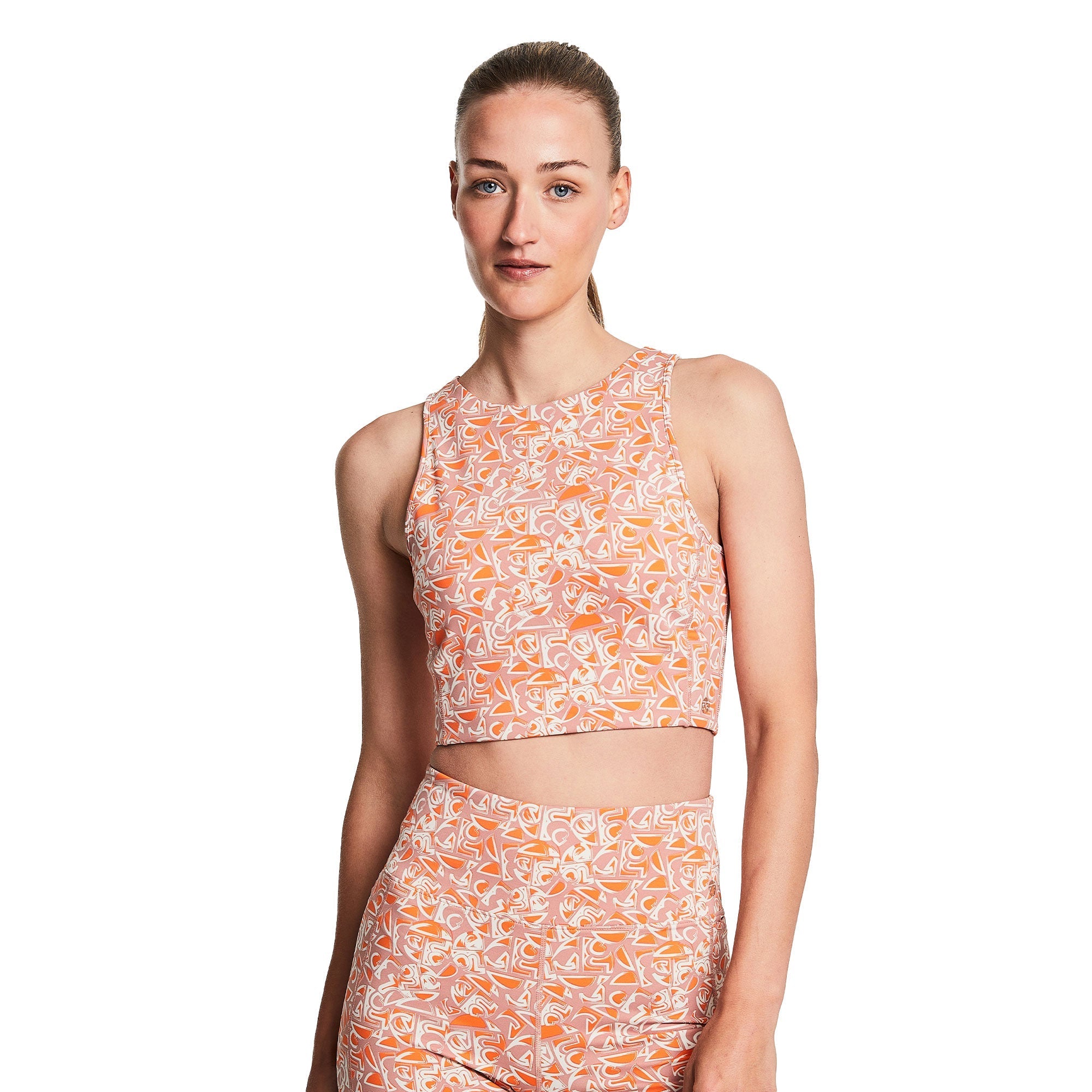 REFORMA HIGH NECK LONGLINE CROP SYMBOL NAVY